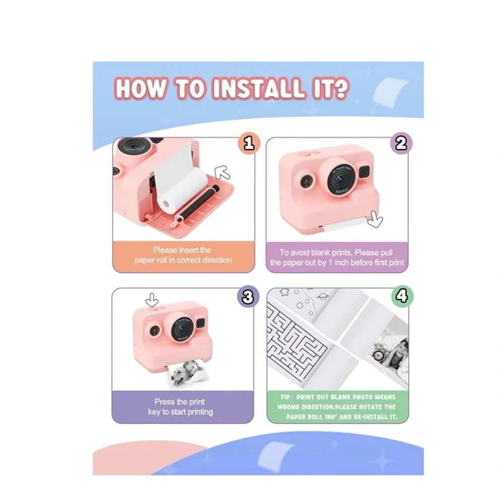 DIY Pink Instant Print Digital Camera